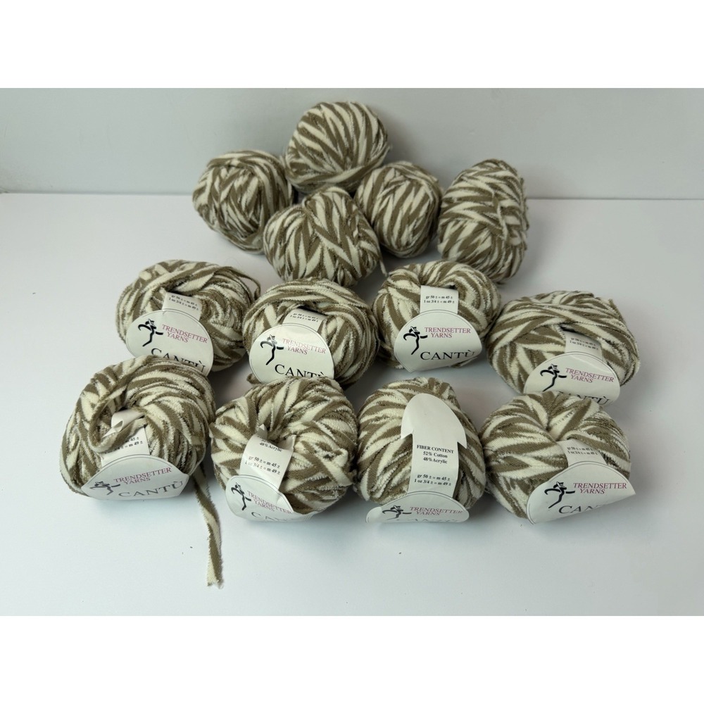 Trendsetter Yarns Cantù Italy Lot Of 8 + 5 Balls Cotton Acrylic Blend 50gr Each